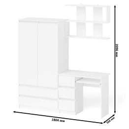 Шкаф-комод Мори МШ900.1 с письменным однотумбовым столом левый и открытой полочкой для книг