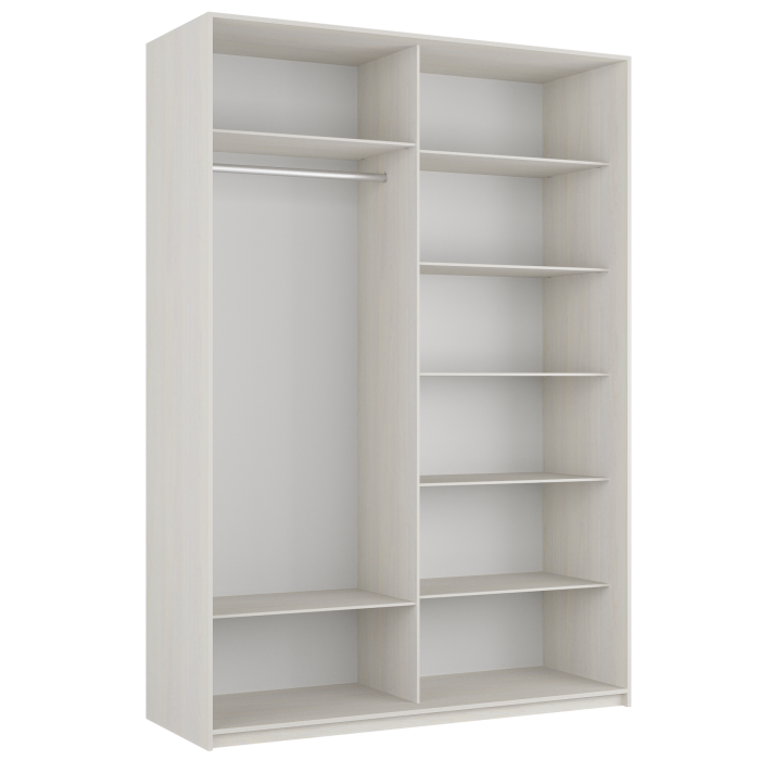 Шкафы-купе 2-х дверные, Шкаф-купе Прайм 2-х дверный ДСП/Стекло белое/Доводчики 140х57х230