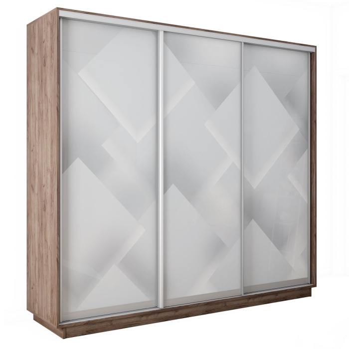 Шкафы-купе 3-х дверные, Шкаф-купе Экспресс 3-х дверный Фотопечать Квадрат Стекла 180х45х240