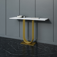 Журнальные столики, Стол консольный с металлическим подстольем ARFEO (Золотой) 80*35*120