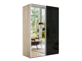 Шкаф Эста дуо Стекло черное/зеркало 2400 х 2000 х 660