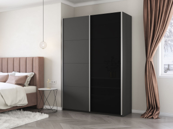 Шкаф-купе Прайм 2х дверный ДСП/Стекло черное 140х57х230