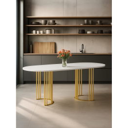Стол Хьюго О 200 х 90 (золотые ноги)