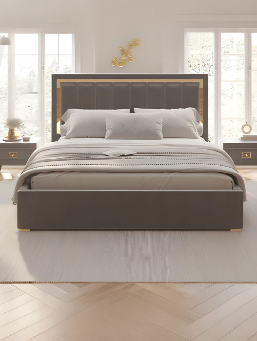 Мягкая кровать, Кровать Валенсия с подъемным механизмом 160х200 см велюр, золото