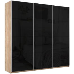 Шкаф-купе Прайм 3-х дверный Стекла черные/Доводчики 180х57х230
