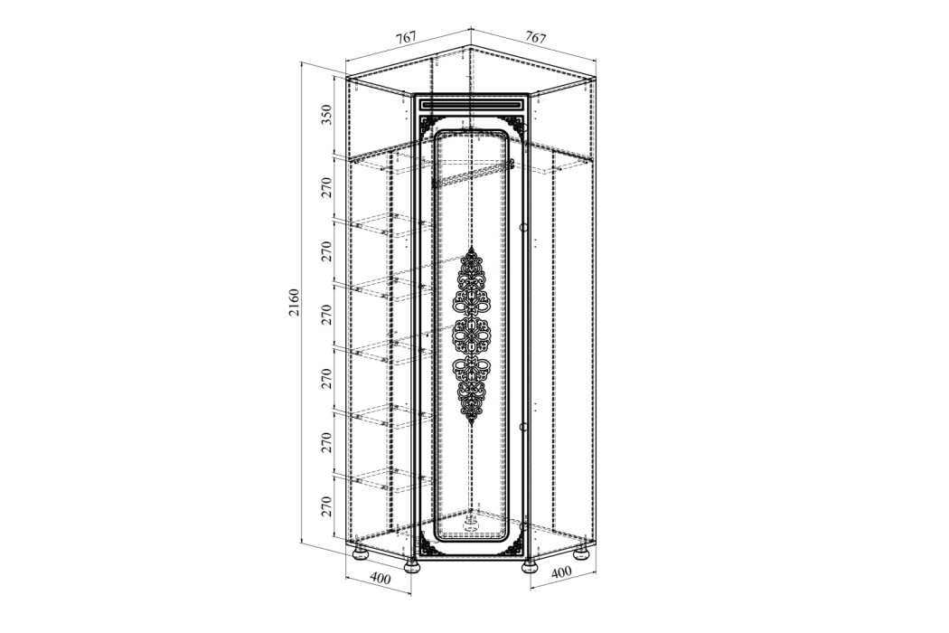 Угловые шкафы, Шкаф угловой Ассоль АС-52K (правый)