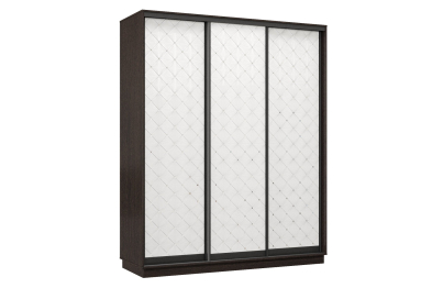 Шкаф-купе Премьер 21 (01РБ;01РБ;01РБ) фасады ромб белый/трёхдверный/Профиль чёрный муар