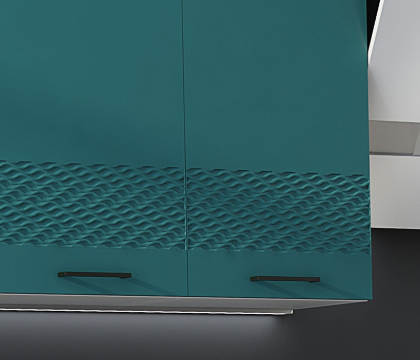 Кухонные гарнитуры, Кухня Лагуна 1,5 м К2 Морская волна/Дуб седой МДФ