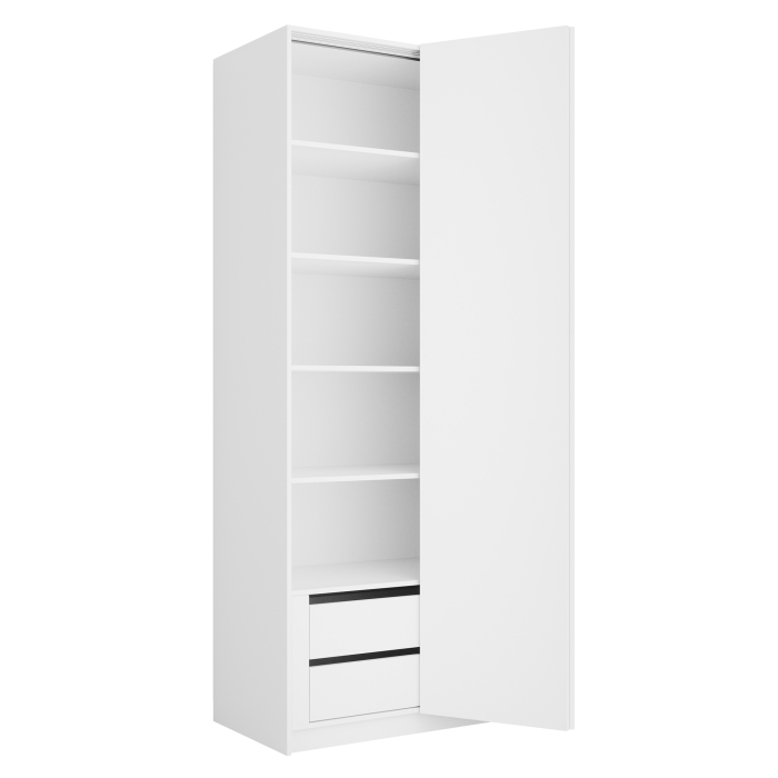 Шкафы распашные, Шкаф складной Е1 Локер ("Гармошка" с системой Push to Move/Правый)101х52,5х220 см, с полками и модулем