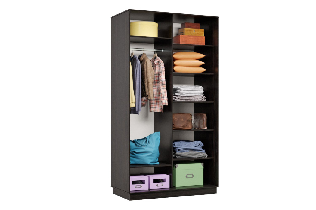 Шкафы-купе 2-х дверные, Шкаф-купе Премьер МИНИ 02 (01ЗГ;01ЗГ) фасады зеркало графит/двухдверный/Профиль чёрный муар