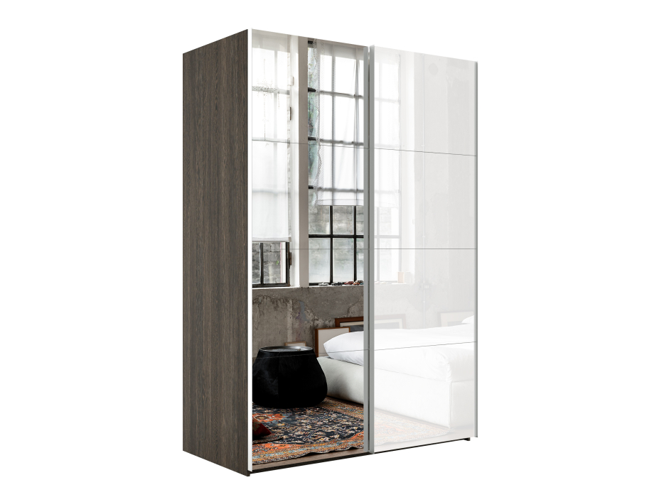 Шкафы-купе 2-х дверные, Шкаф Эста дуо Стекло белое/зеркало 2400 х 2000 х 660