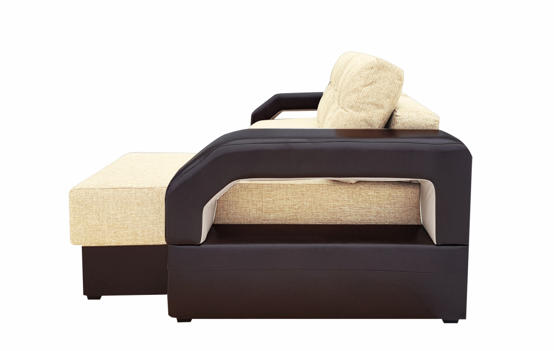 Диваны угловые, Диван угловой Манчестер 150 с подсветкой, правый, рогожка/экокожа