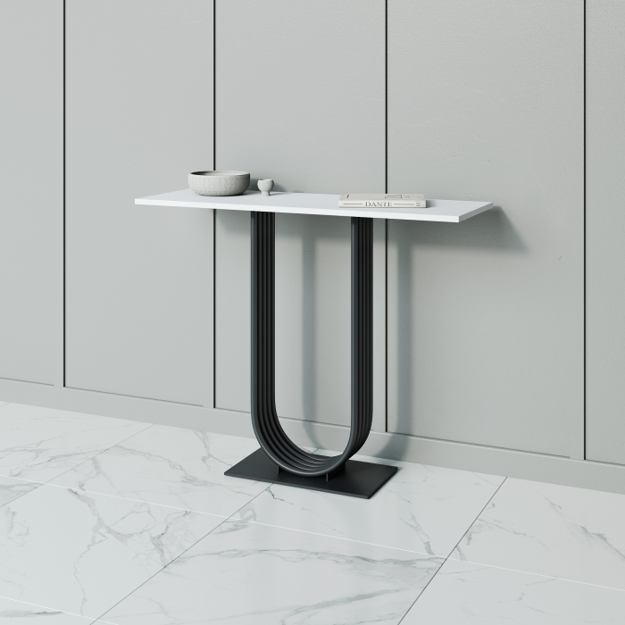 Журнальные столики, Стол консольный с металлическим подстольем ARFEO (Черный) 80*35*100