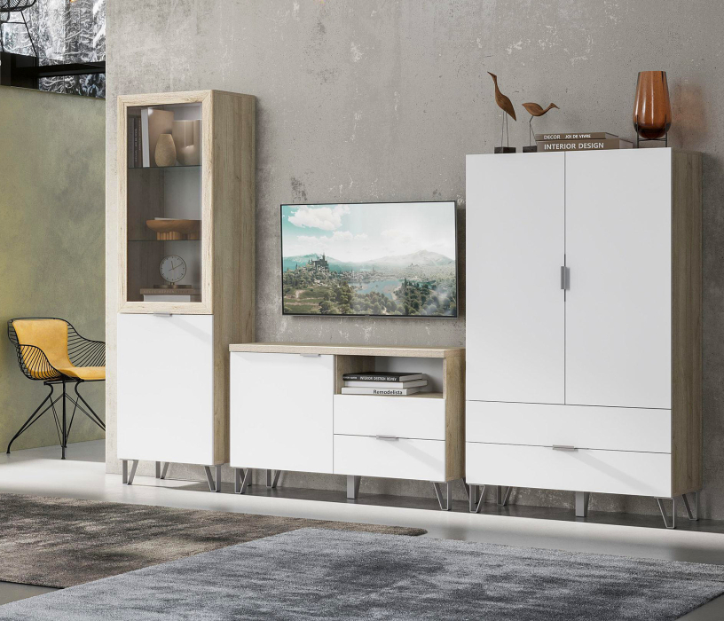 Шкафы распашные, Шкаф Анима ШК-3021, дуб серый, белый