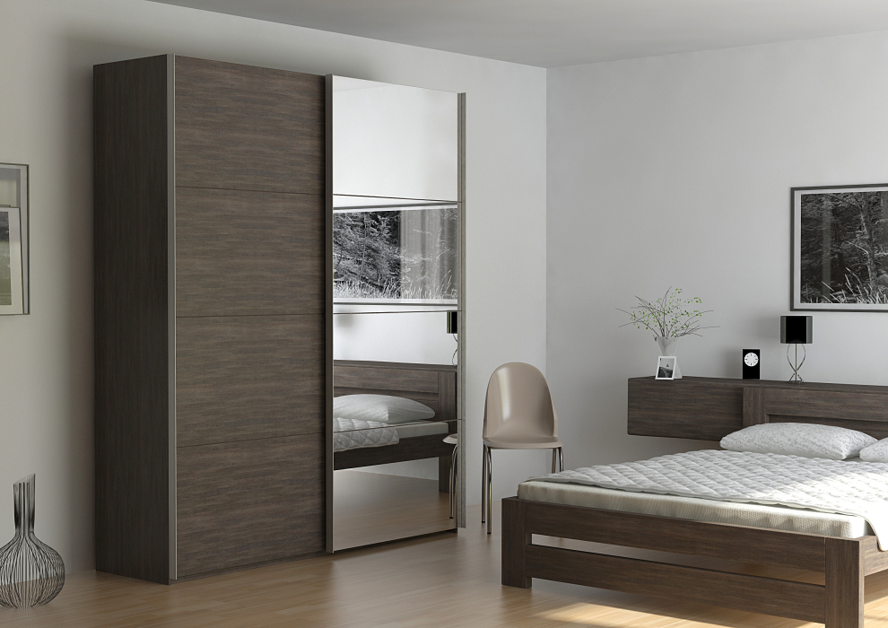 Шкафы-купе 2-х дверные, Шкаф-купе Эста ДСП+Зеркало 160х66х240