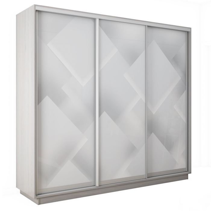 Шкафы-купе 3-х дверные, Шкаф-купе Экспресс 3-х дверный Фотопечать Квадрат Стекла 210х45х220
