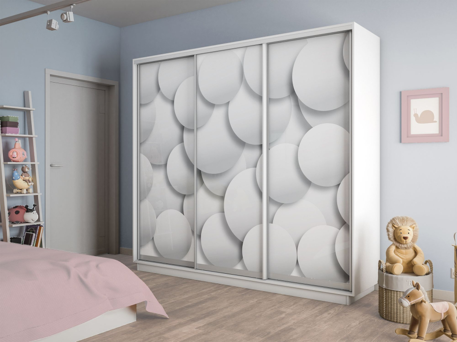 Шкафы-купе 3-х дверные, Шкаф-купе Экспресс 3-х дверный Фотопечать Шары Стекла 180х60х240