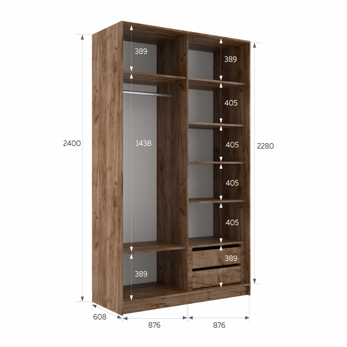 Шкафы-купе 2-х дверные, Шкаф-купе Эста Стекло белое+Стекло белое 180х66х240