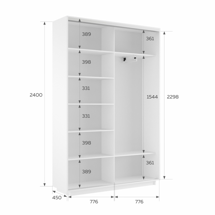 Шкафы-купе 2-х дверные, Шкаф-купе Экспресс 2-х дверный Фотопечать Квадрат Стекла 160х45х240