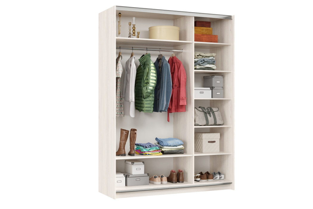 Шкафы-купе 2-х дверные, Шкаф-купе Smart 1624 2х дверный (фасады ЛДСП,зеркало) профиль серебро