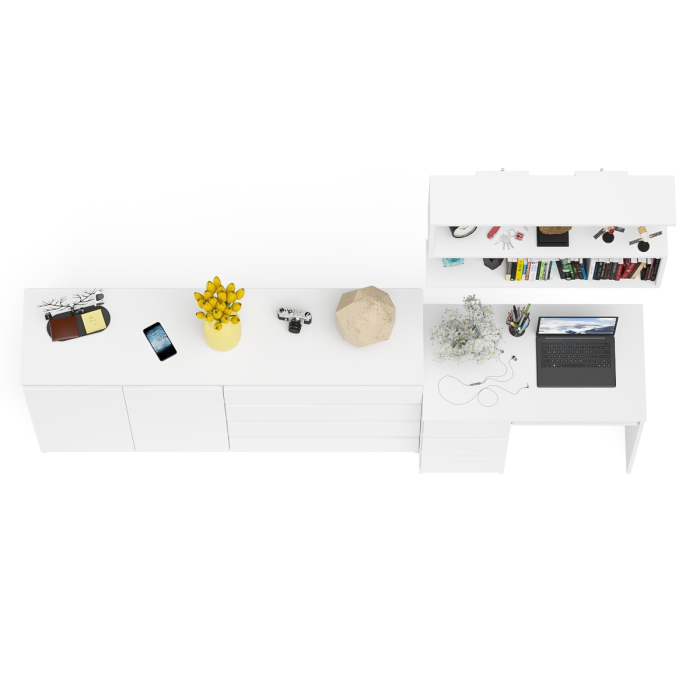 Домашние кабинеты, Большой комод Мори МК1600.1 с открытой полкой и письменным столом МС-6 левый