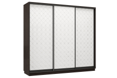 Шкафы-купе 3-х дверные, Шкаф-купе Премьер 60 (01РБ;01РБ;01РБ) фасады ромб белый/трёхдверный/Профиль чёрный муар
