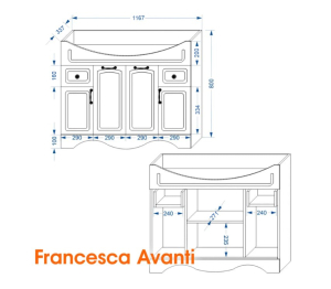 Тумба с раковиной Francesca Avanti Империя 120, с подсветкой (ум. Классик 120)