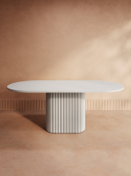 Обеденные столы, Стол овальный обеденный с металлическим белым подстольем 180*90*75