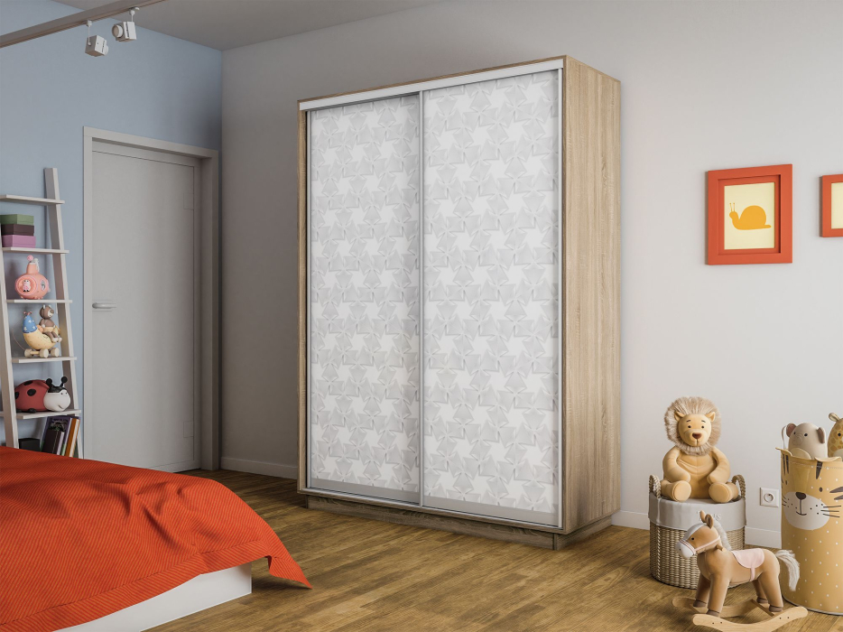 Шкафы-купе 2-х дверные, Шкаф-купе Экспресс 2-х дверный Фотопечать Калейдоскоп Стекла 120х60х240