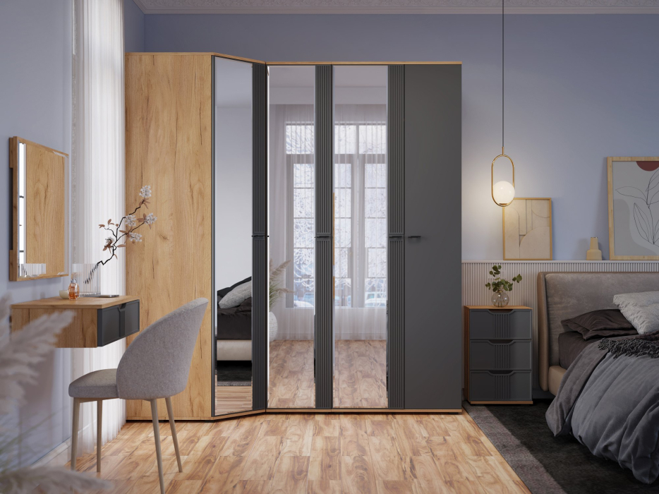 Шкафы двухстворчатые, Шкаф для одежды Эмилия ЭЛ-16К комбинированный