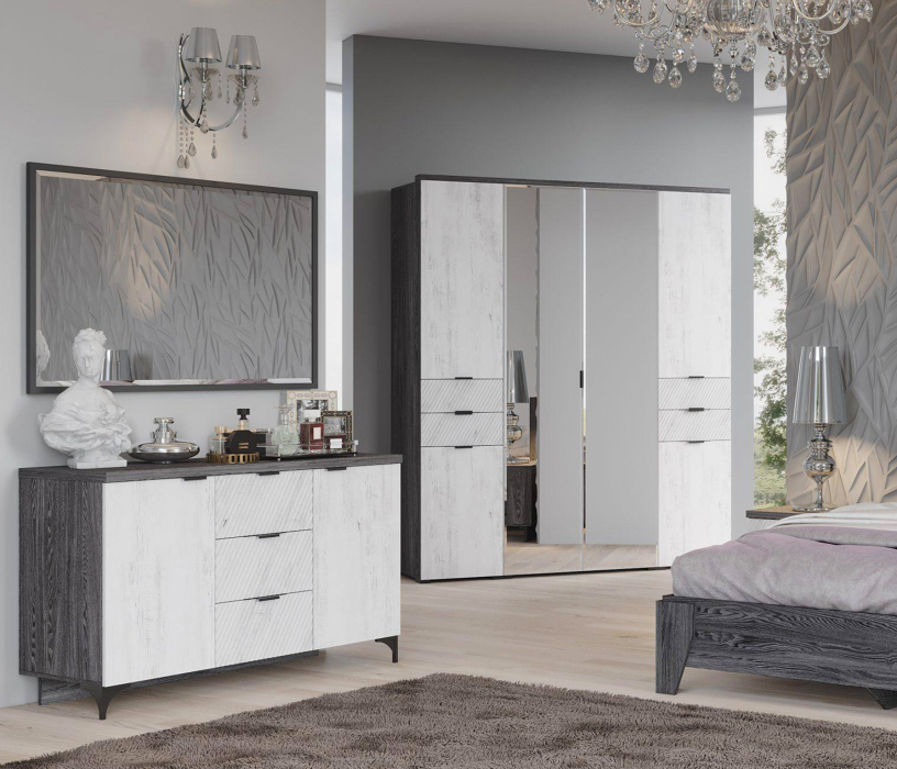 Комоды, Комод Шаде КМ-2902, черный ясень, санторини белый