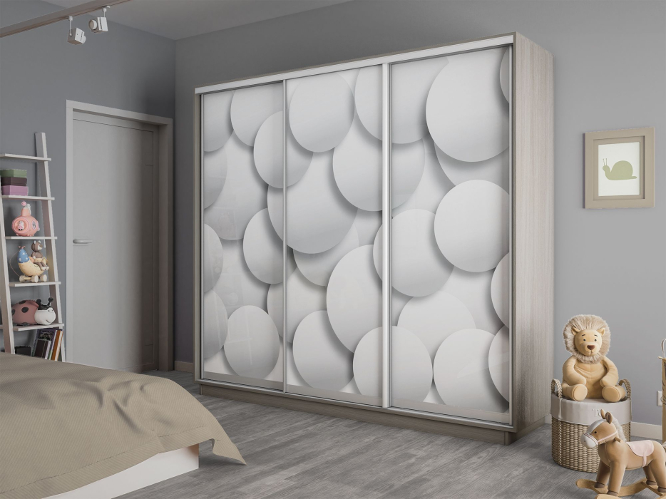 Шкафы-купе 3-х дверные, Шкаф-купе Экспресс 3-х дверный Фотопечать Шары Стекла 210х60х220