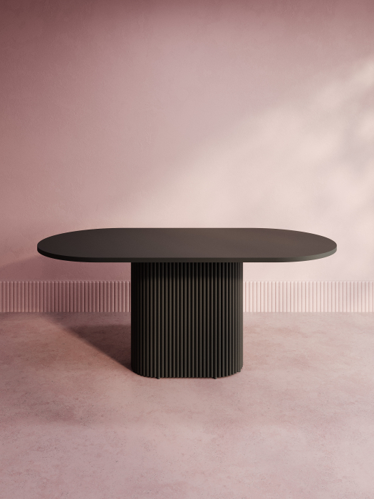 Обеденные столы, Стол овальный обеденный с металлическим черным подстольем 180*90*75