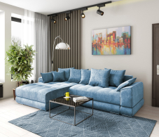 Диваны угловые в гостиную, Диван-кровать угловой еврокнижка Модерн Nordkisa,велюр