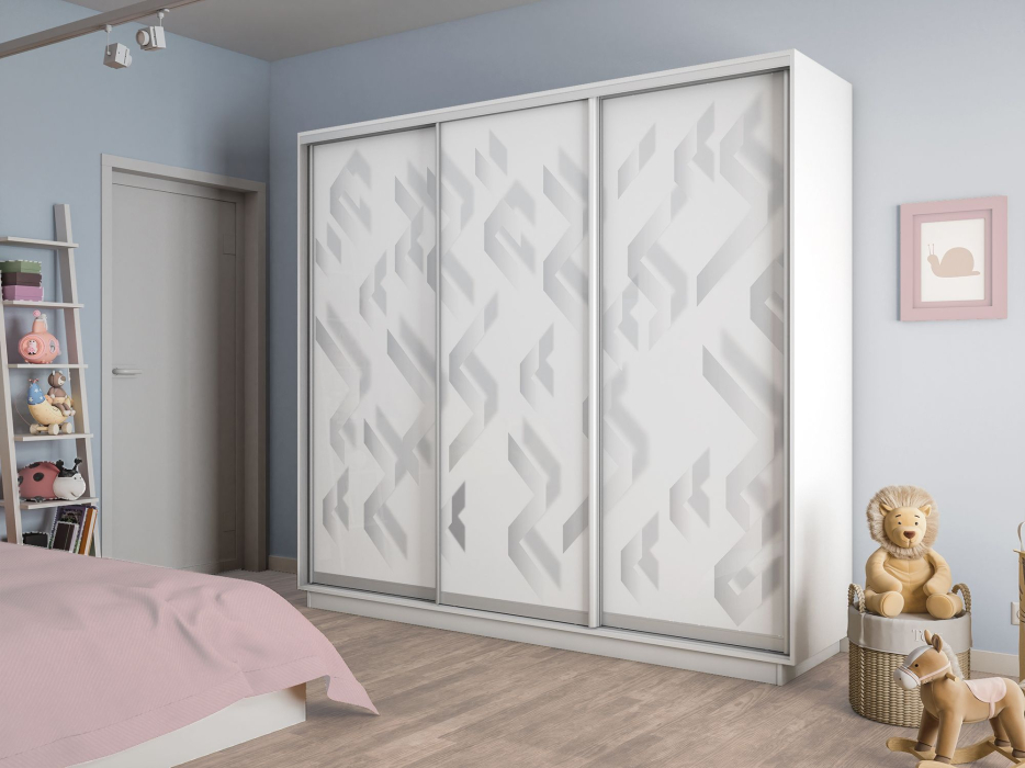 Шкафы-купе 3-х дверные, Шкаф-купе Экспресс 3-х дверный Фотопечать Ленты Стекла 180х60х240