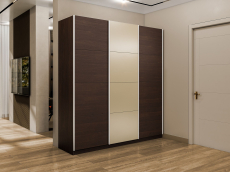 Шкафы-купе 3-х дверные, Шкаф-купе Эста 3-х дверный ДСП/Стекла фисташка/Доводчик 270х66х240