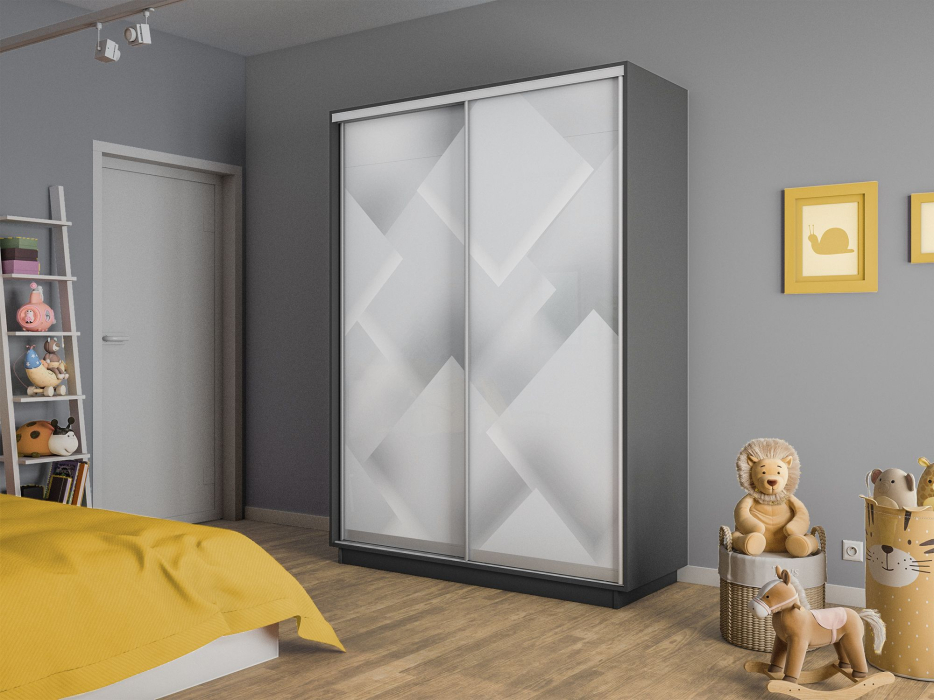 Шкафы-купе 2-х дверные, Шкаф-купе Экспресс 2-х дверный Фотопечать Квадрат Стекла 140х45х220