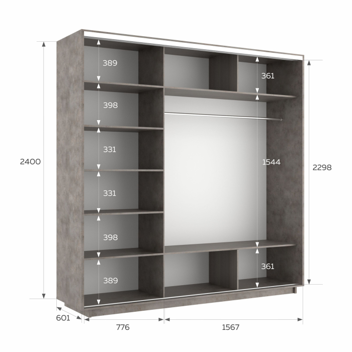 Шкафы-купе 3-х дверные, Шкаф-купе Экспресс 3-х дверный Фотопечать Ленты Стекла 240х60х240