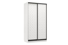 Шкафы-купе 2-х дверные, Шкаф-купе Премьер 09 (01РБ;01РБ) фасады ромб белый/двухдверный/Профиль чёрный муар