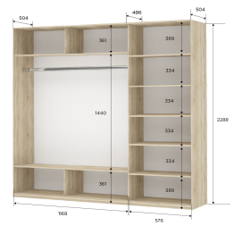 Шкаф-купе Прайм 3-х дверный Стекла пудра/ДСП/Доводчики 180х57х230