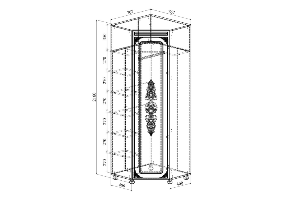 Угловые шкафы, Шкаф угловой Ассоль плюс АС-52К (правый)