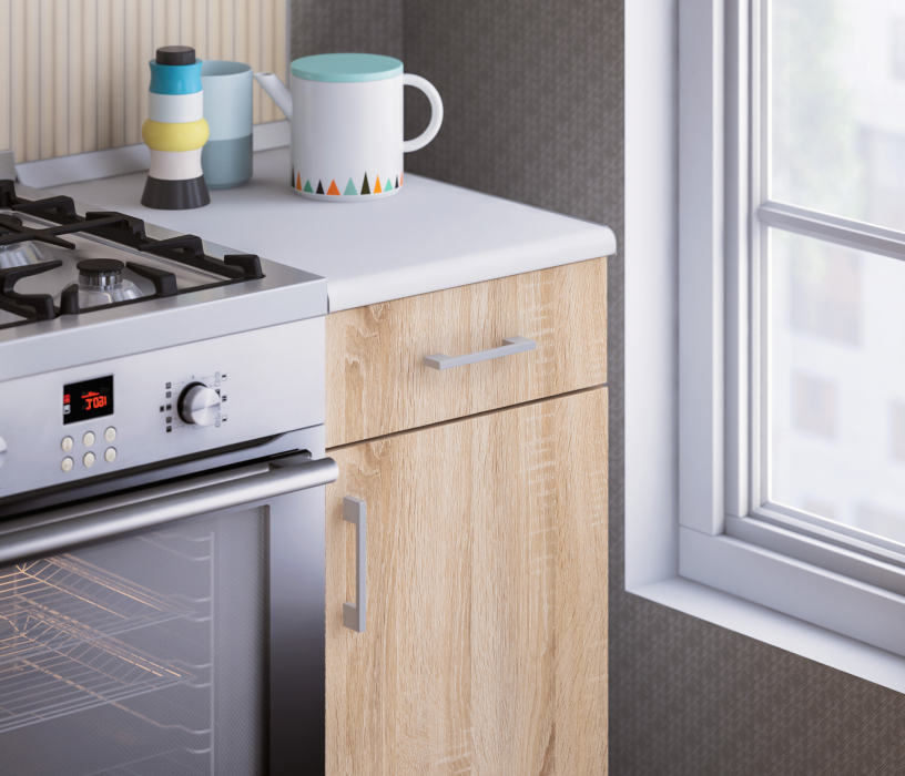 Кухонные гарнитуры, Кухня Деми Белый / Дуб Сонома 1 м