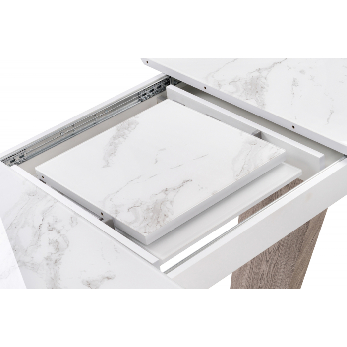 Обеденные столы, Стол Петир 120 дуб с пилением / белая шагрень