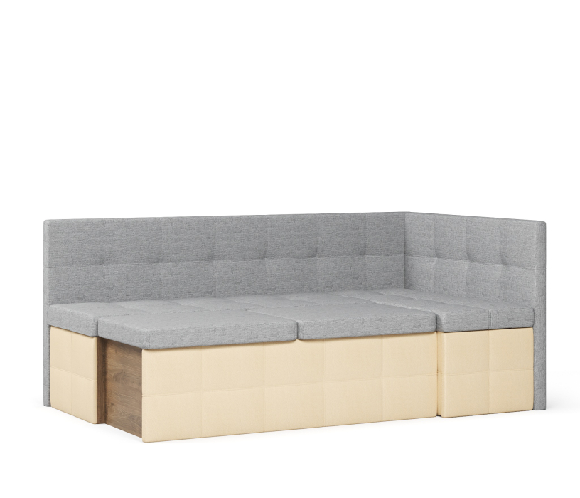 Диваны угловые кухонные, Диван кухонный угловой Домино выкатной, рогожка+экокожа