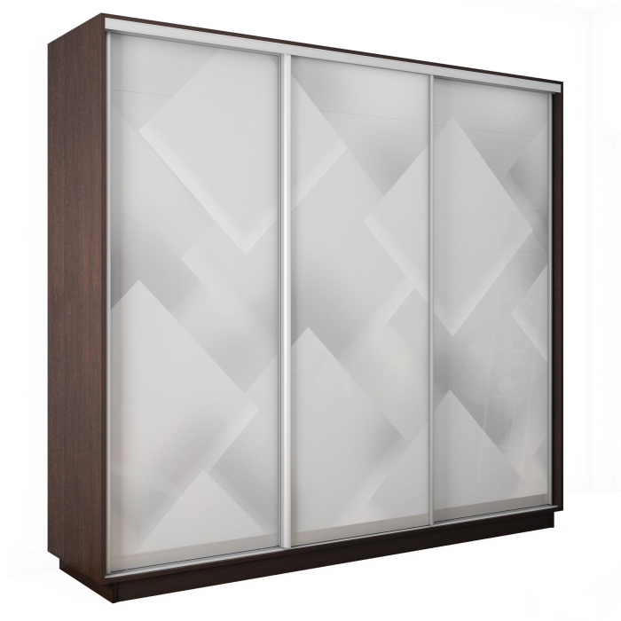 Шкафы-купе 3-х дверные, Шкаф-купе Экспресс 3-х дверный Фотопечать Квадрат Стекла 210х60х240