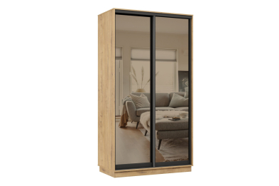 Шкаф-купе Премьер 11 (01ЗБ;01ЗБ) фасады зеркало бронза/двухдверный/Профиль чёрный муар