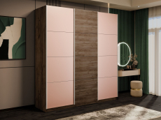 Шкафы-купе 3-х дверные, Шкаф-купе Прайм Широкий 3-х дверный Стекла пудра/ДСП/Доводчики 240х57х230