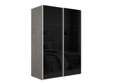 Шкафы-купе 2-х дверные, Шкаф-купе Эста Стекло черно+Стекло черное 160х66х240