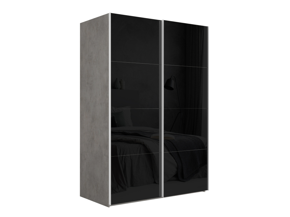 Шкафы-купе 2-х дверные, Шкаф-купе Эста Стекло черно+Стекло черное 160х66х240