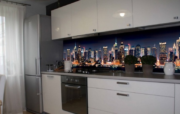 Стеновые панели из АБС-пластика, Кухонный фартук Ночной город 2000x600x1.5 мм глянец